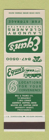Matchbook Cover - Egan's Dry Cleaning Laundry Providence RI WEAR SAMPLE