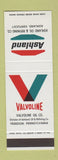 Matchbook Cover - Valvoline oil gas Ashland KY SAMPLE