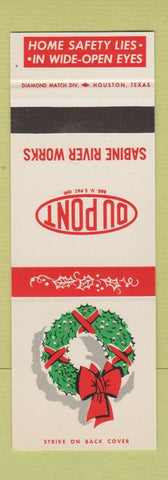 Matchbook Cover - DuPont Christmas Sabine Works Christmas safety SAMPLE