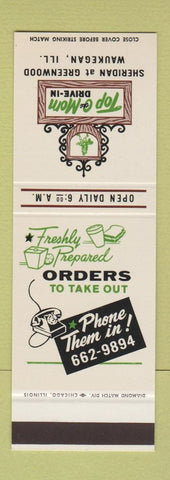 Matchbook Cover - Top o Morn Drive In Waukegan IL SAMPLE