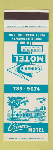 Matchbook Cover - Criner's Motel West Memphis AR   SAMPLE