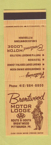 Matchbook Cover - Brentwood Motor Lodge Pittsburgh PA SAMPLE