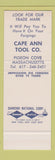 Matchbook Cover - Cape Ann Tool Impression Die Forgings Pigeon Cove MA SAMPLE