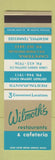 Matchbook Cover - Wilmonth's Restaurants Cafeteria Memphis TN SAMPLE
