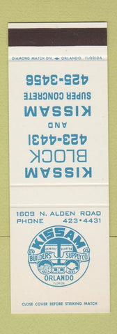 Matchbook Cover - Kissam Block Concrete Builders Supply Orlando FL SAMPLE