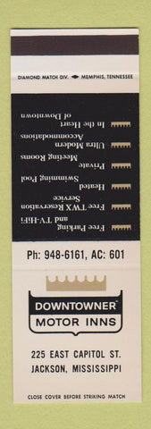 Matchbook Cover - Downtowner Motor Inns Jackson MS SAMPLE