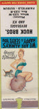 Matchbook Cover - Huck Bros Fairfield Suisun pinup POOR
