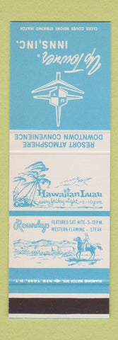 Matchbook Cover - Up Towner Inns Inc Hawaiian Luau Roundup SAMPLE
