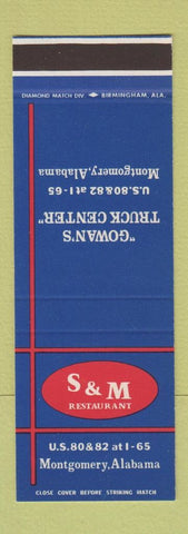 Matchbook Cover - Gowan's Truck Center S&M Restaurant Montgomery AL SAMPLE