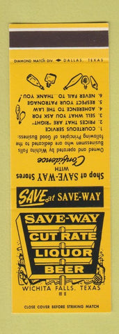 Matchbook Cover - Save Way Liquors Wichita Falls TX SAMPLE