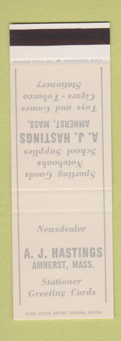 Matchbook Cover - Hastings News Stationer Cards Amherst MA sporting goods SAMPLE