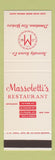 Matchbook Cover - Massoletti's Restaurant New York City SAMPLE