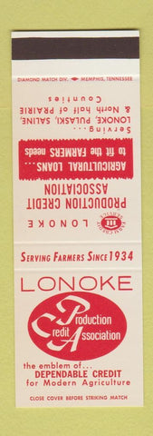 Matchbook Cover - Lonoke Production Credit Pulaski Saline Prairie AR SAMPLE