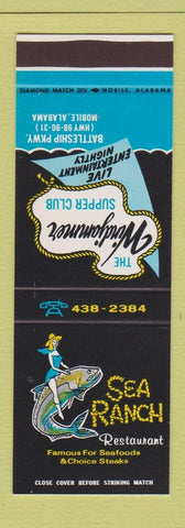 Matchbook Cover - Sea Ranch Restaurant girlie Mobile AL Windjammer  SAMPLE