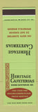 Matchbook Cover - Heritage Cafeterias Springfield MO restaurant SAMPLE