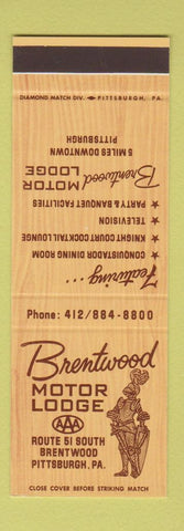 Matchbook Cover - Brentwood Motor Lodge Pittsburgh PA SAMPLE
