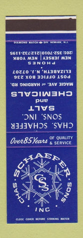 Matchbook Cover - Chas Schaefer Sons Salt Chemical Elizabeth NJ SAMPLE