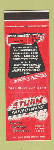 Matchbook Cover - Sturm Freightways Trucking Peoria IL SAMPLE