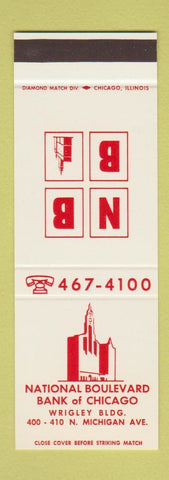 Matchbook Cover - National Boulevard Bank of Chicago IL SAMPLE