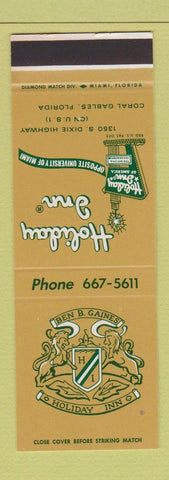 Matchbook Cover - Ben B Gaines Holiday Inn Coral Gables FL SAMPLE