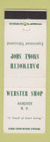 Matchbook Cover - Webster Shop Dartmouth Tobacco Hanover NH
