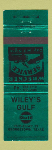 Matchbook Cover - Wiley's Gulf oil gas Georgetown TX