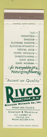 Matchbook Cover - Rivco Penacook NH Riverside Millwork