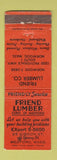 Matchbook Cover - Friend Lumber Medford MA WORN