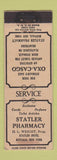 Matchbook Cover - Statler Hotel Pharmacy Buffalo NY Oxa Casgo antacid WEAR