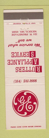 Matchbook Cover - Rutters Appliance Service Mexico MO GE General Electric