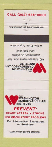 Matchbook Cover - Washington Cardiovascular Institute Washington DC