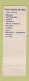 Matchbook Cover - TCA Trans Canada Airline