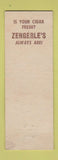 Matchbook Cover - Zengerle's Self Service Cut Rate Cleona PA tobacco