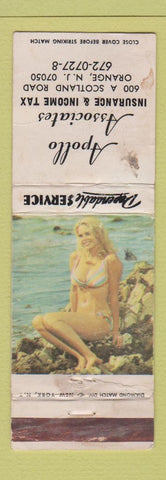 Matchbook Cover - Apollo Associates Insurance Orange NJ pinup WORN