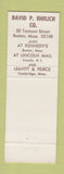 Matchbook Cover - David P Ehrlich Tobacco Boston MA