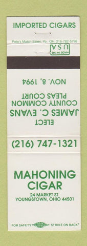 Matchbook Cover - Mahoning Cigar Youngstown PA