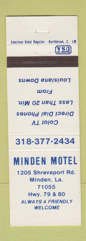 Matchbook Cover - Minden Motel Minden LA