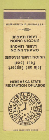 Matchbook Cover - Union Label Department Nebraska NE WEAR