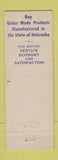 Matchbook Cover - Union Label Department Nebraska NE WEAR