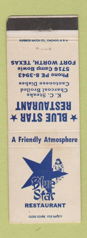 Matchbook Cover - Blue Star Restaurant Chinese Fort Worth TX girlie