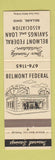 Matchbook Cover - Belmont Federal Savings and Loan Bellaire OH