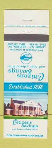 Matchbook Cover - Citizens Savings and Loan Hudson Lenoir NC