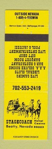 Matchbook Cover - Stagecoach Hotel Casino Beatty NV