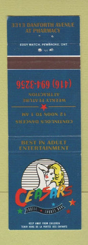 Matchbook Cover - Ceasars Strip Club Sports Bar Scarborough ON