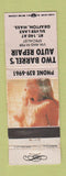 Matchbook Cover - Two Barrel's Auto Repair Volkswagen Grafton MA pinup WORN