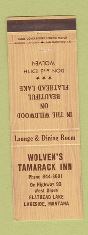 Matchbook Cover - Wolven's Tamarack Inn Lakeside MT
