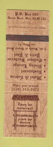 Matchbook Cover - Pinery Inn Restaurant Grand Bend ON