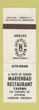 Matchbook Cover - Marienbad Restaurant Tavern London ON