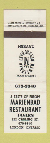 Matchbook Cover - Marienbad Restaurant Tavern London ON