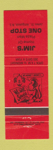 Matchbook Cover - Jim's One Stop Antigonish NS RED
